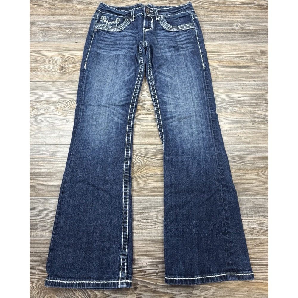 Vigoss Jeans Women's Boot Cut Low Rise Dark Wash Stretch Denim New York 30x29